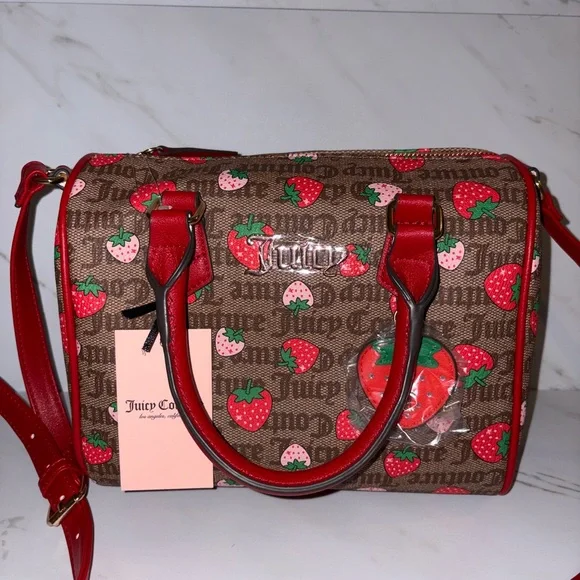Juicy Couture Strawberry Satchel Freshly Picked Chestnut Brown Red - Picture 8 of 9